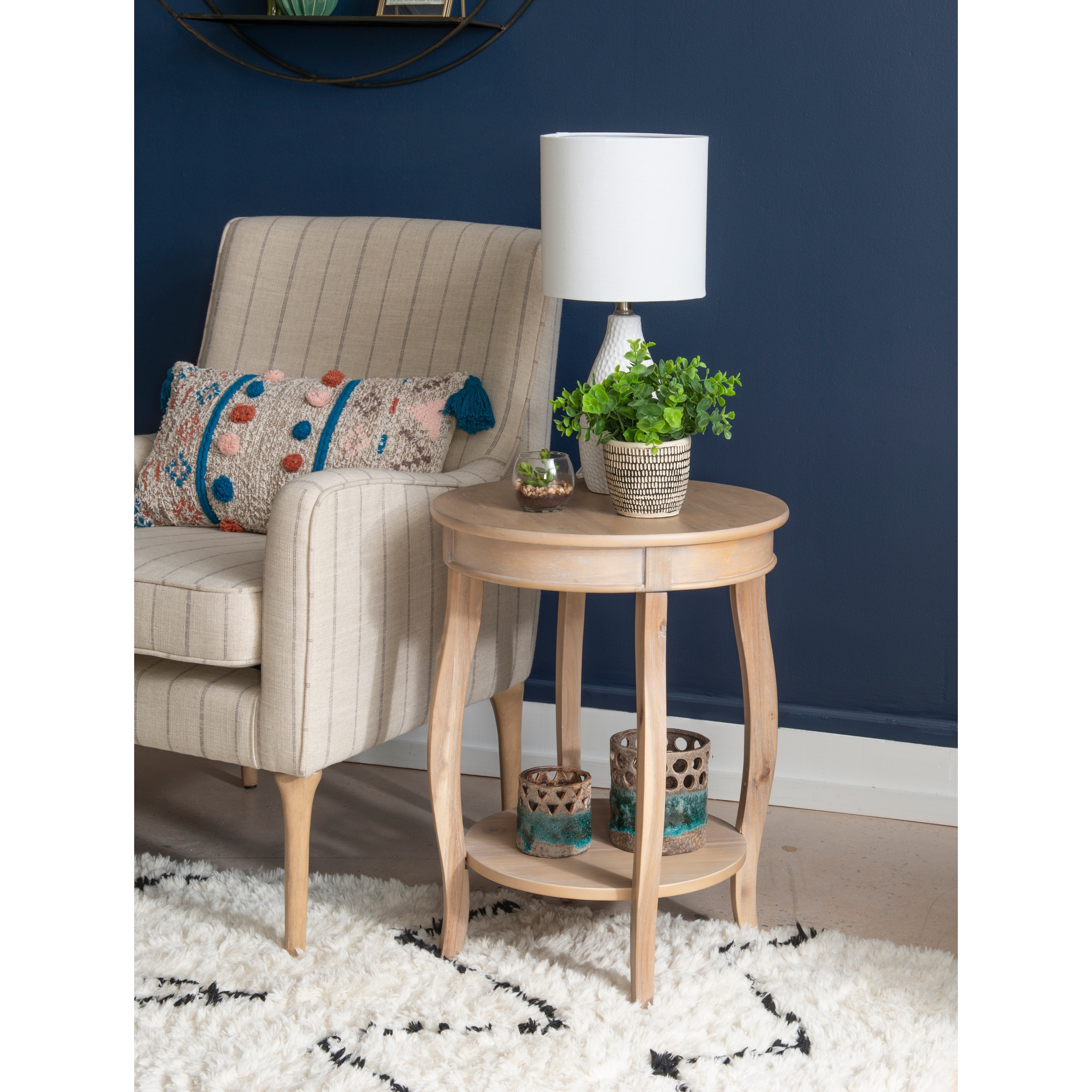 Linon Ariana Natural Wooden Round End Table