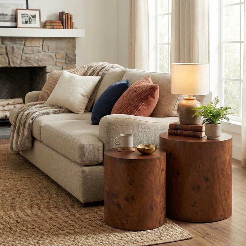 Christopher Knight Home - Mollet Modern 2-Piece Nesting Side End Table Set with Cylindrical Silhouette, Versatile Indoor Use