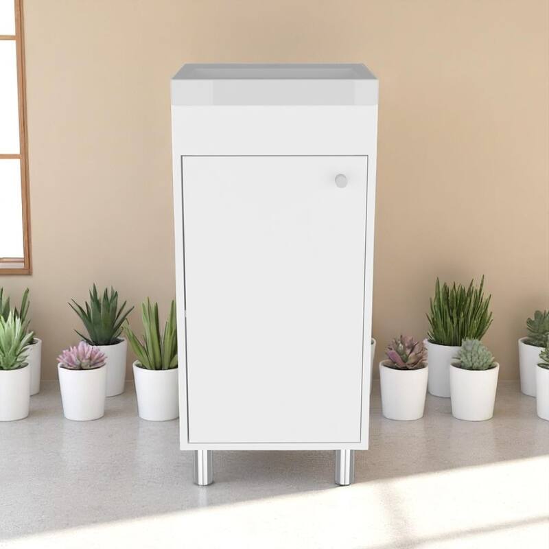 16" Bathroom Vanity with Integrated Sink,Compact Freestanding Cabinet with Storage,Ideal for Small Bathrooms,No Faucet Included