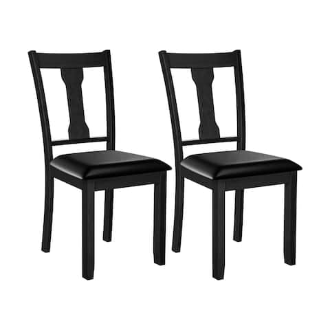 Set of 2 Dining Room Chair Coffee Rubber Wood Frame and Upholstered - See details
