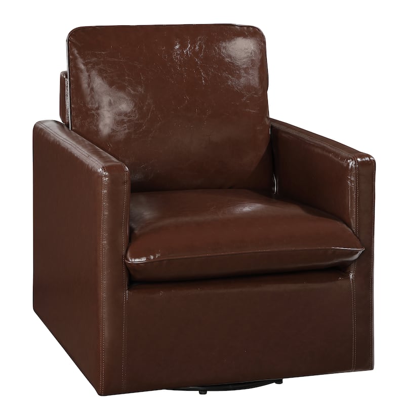 Mellory Transitional Faux Leather Upholstered Swivel Armchair by Furniture of America