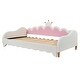 preview thumbnail 19 of 25, Modern Upholstered Princess Daybed wCrown Headboard & LED Lights, Twin to Size Extending Daybed Sofa Bed, Guest Bed