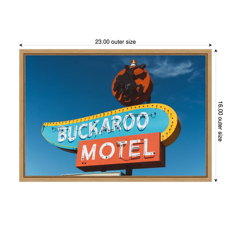 Buckaroo Motel by Bethany Young Framed Canvas Wall Art Print - Sylvie Natural - 23 x 16 in