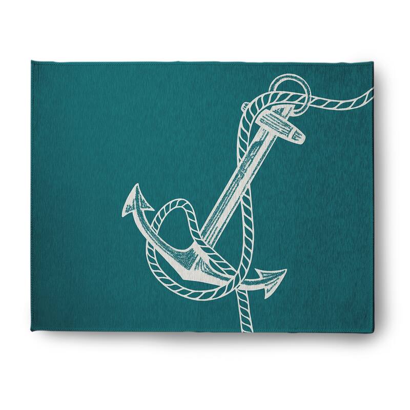 Anchored Nautical Indoor/Outdoor Rug - Ocean Teal - 8' x 10'