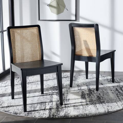 SAFAVIEH Benicio Coastal Rattan Dining Chairs (Set of 2) - 18.9" W x 22.3" L x 33.9" H