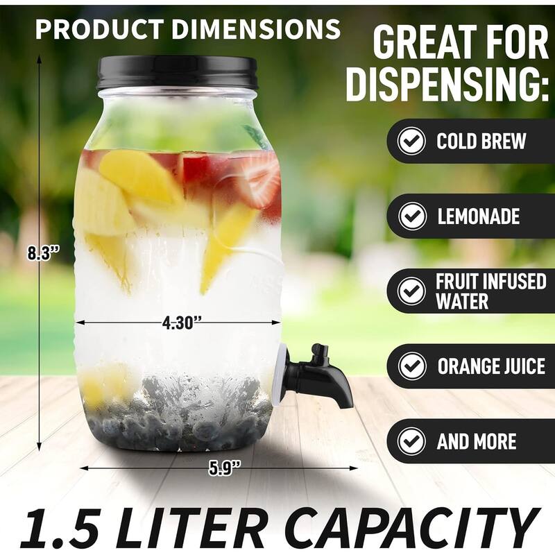 1.5 Liter Cold Brew Coffee Maker with Stainless Steel Mesh Filter