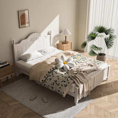Queen Platform Bed Rustic Elegance and Durability White or Deep Brown
