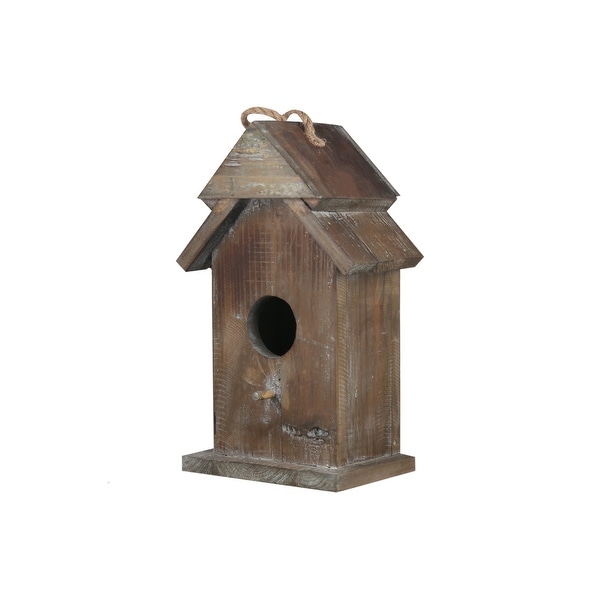 Wooden Bird House with Double Roof Design, Brown. Opens flyout.