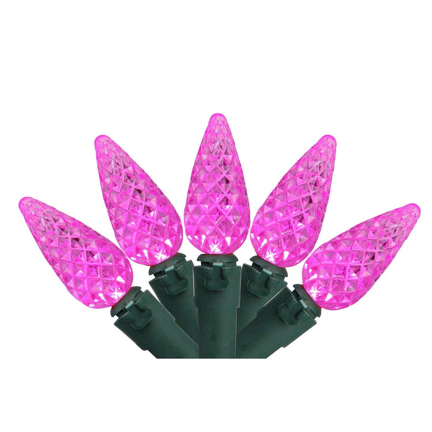 Shop Set Of 70 Pink Led Faceted C6 Christmas Lights Green Wire Free Shipping On Orders Over 45 Overstock 18874402