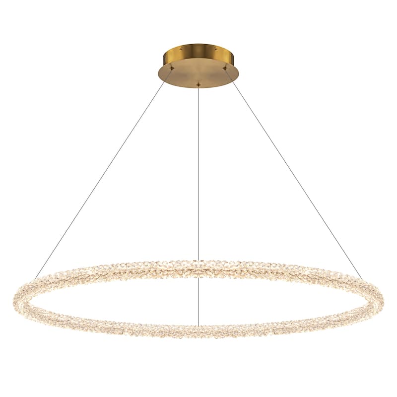 Modern Gold Crystal LED Chandelier, Dimmable Ring Light