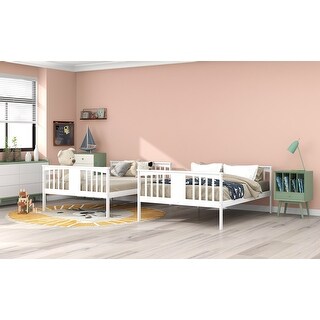 Convertible Full Bunk Bed with Guardrails & Ladder