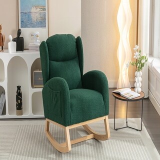 Teddy Fabric Rocking Chair With Packet Wood Legs,Green - Bed Bath ...