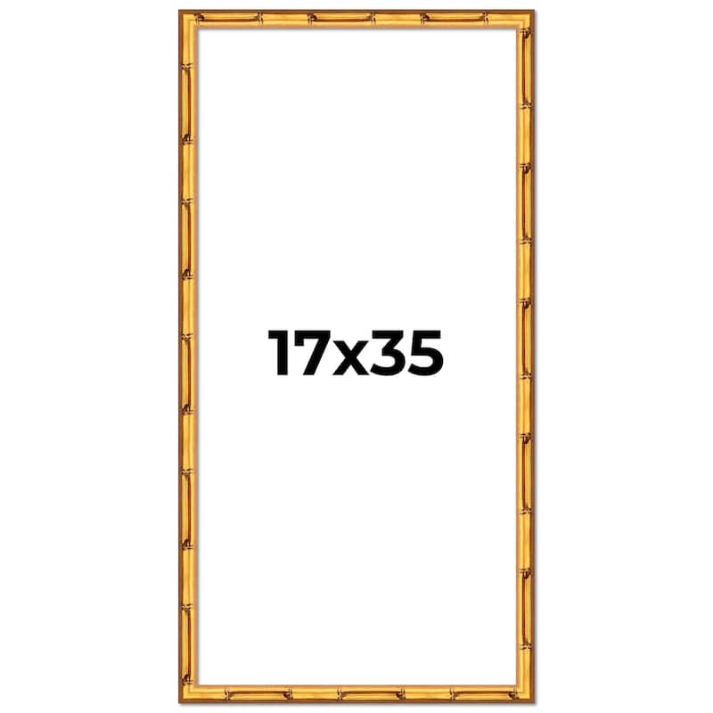 17x35 Frame Gold Bamboo Picture Frame Modern Photo Frame Includes UV Acrylic Shatter Guard Front Acid Free Foam Backing Board