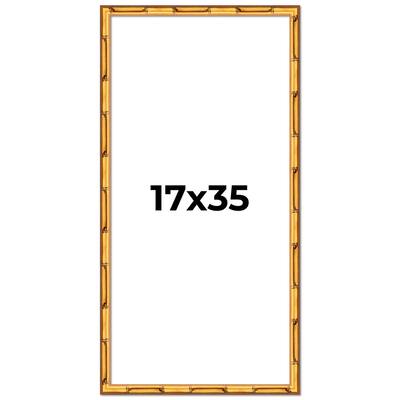 17x35 Frame Gold Bamboo Solid Wood Picture Frame | 1 Inch Moulding