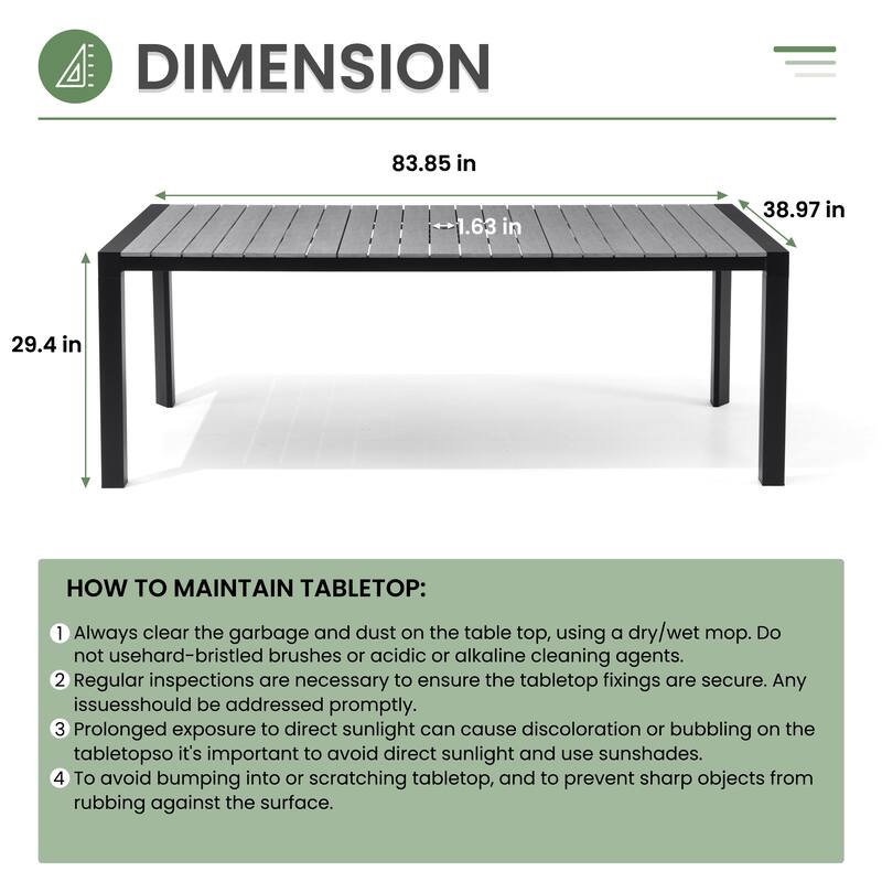7-Piece Outdoor Patio Aluminum Dining Table with Stackable Dining Chairs