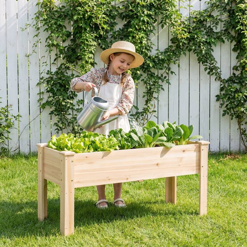 Costway Raised Garden Bed Elevated Planter Box Wood for Vegetable