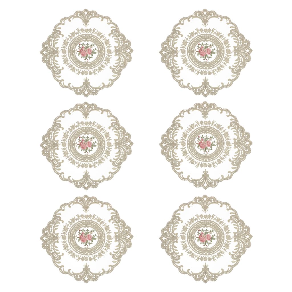 6 Pcs Retro Lace Placemats Crochet Cup Vase Table Mat
