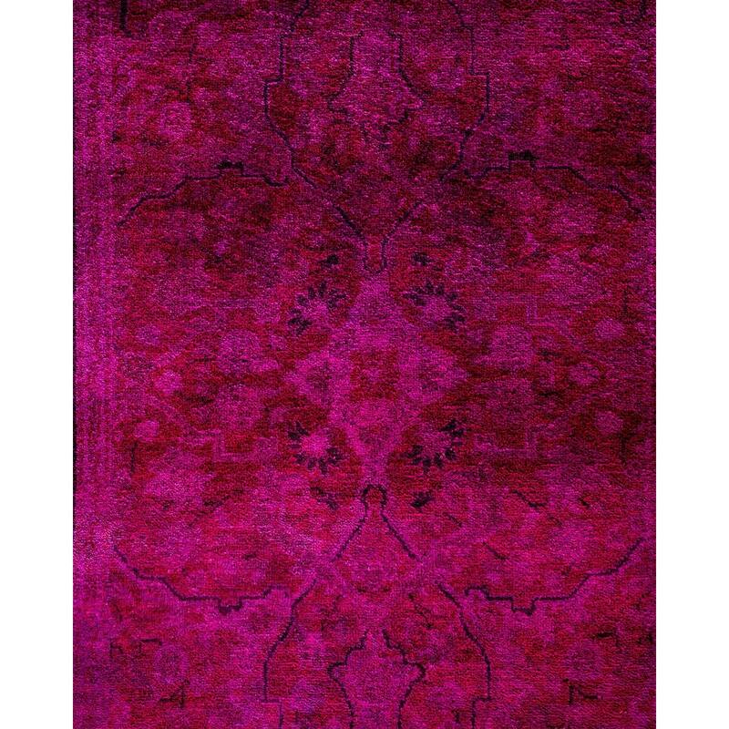 Overton Hand Knotted Wool Vintage Inspired Modern Contemporary Overdyed Purple Runner Rug - 2' 7" x 11' 10"