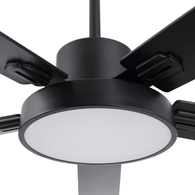 GetLedel 52-inch Modern 5-Blade Black LED Ceiling Fan with Light Kit and Remote Control