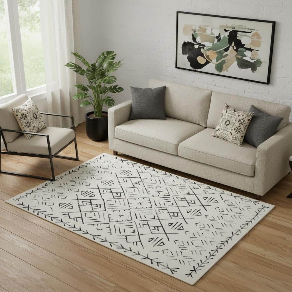 HomeRoots Abstract Geometric Casual Rectangle Area Rug
