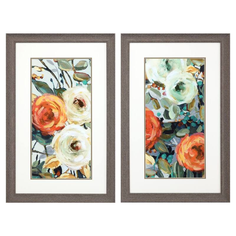 HomeRoots Set Of Two Floral Warmth Brown Framed Wall Art