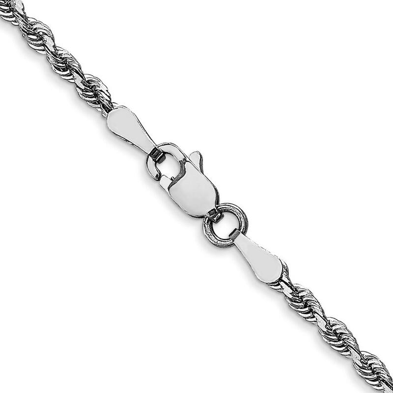 Curata 10k White Gold 2.25mm Sparkle Cut Quadruple Rope Chain Bracelet