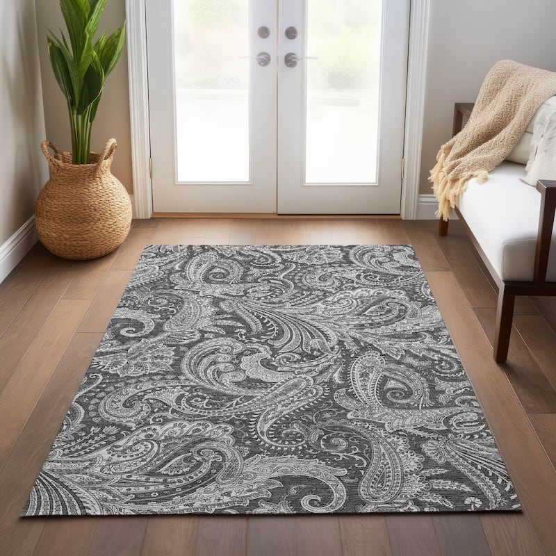 Machine Washable Indoor/ Outdoor Chantille Traditional Paisley Rug