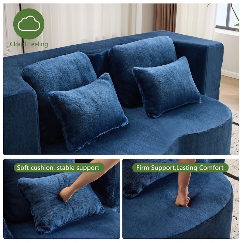 Queen Foldable Sleeper Sofa, Floor Couch Sofa Bed, High-Density Foam Convertible Lounge Sofa Loveseat