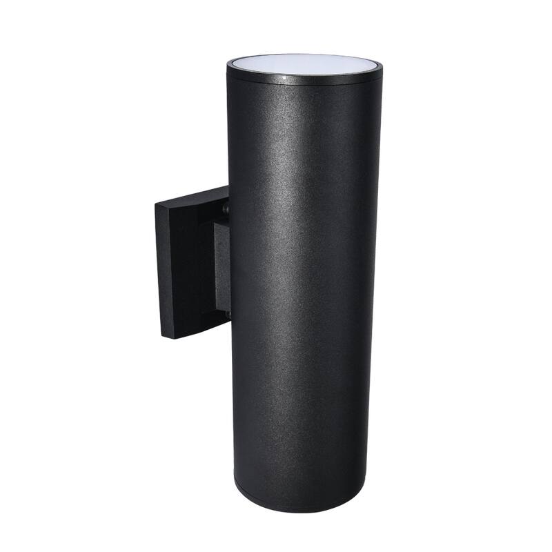 13.4 in. 2-Light Modern Industrial Black Linear Cylinder Waterproof IP54 Outdoor Lantern Wall Sconces