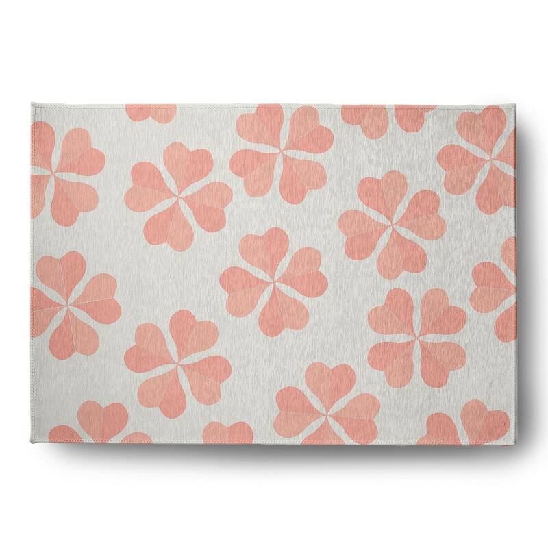 Lucky Patch St. Patrick's Day Chenille Indoor/Outdoor Rug - Sunwashed Red - 5' x 7'