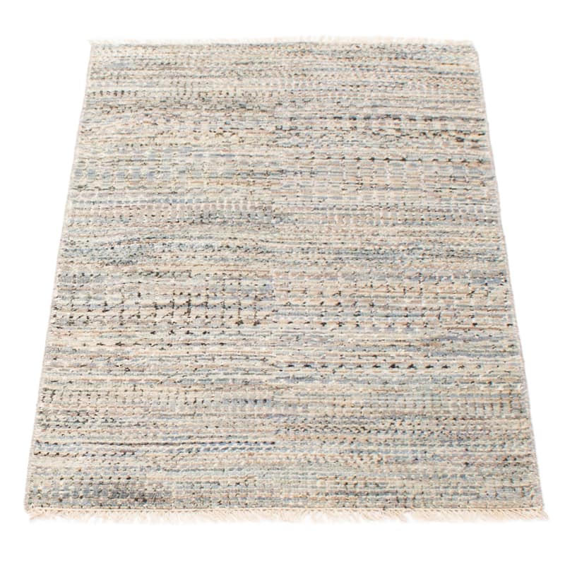 ECARPETGALLERY Hand-knotted Silk Shadow Grey Viscose, Wool Rug - 2'11 x 5'2