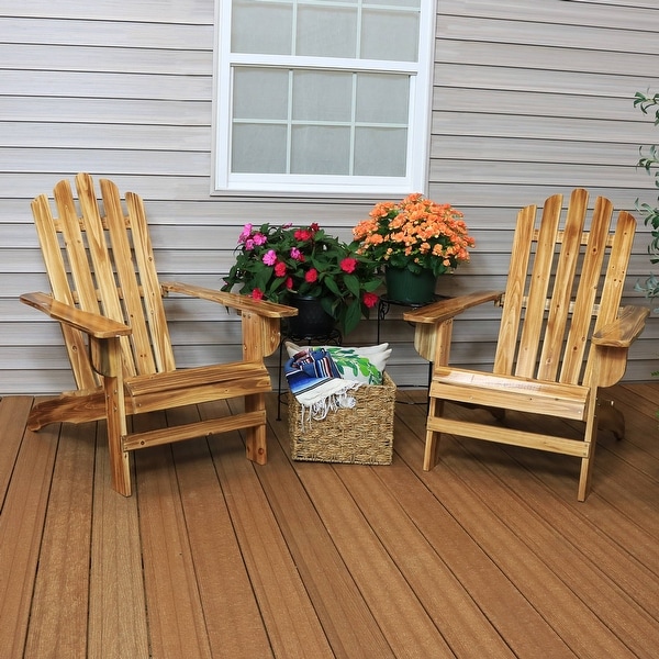 Rustic Wooden Adirondack Chair with Light Charred Finish Set of