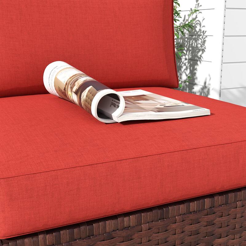 Outdoor 3-Piece Wicker Sofa Set with Ottoman