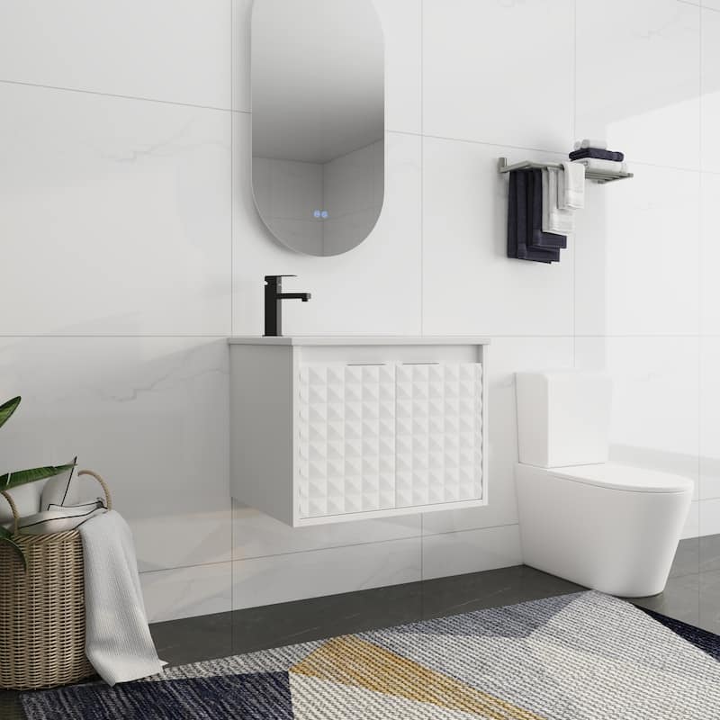 Bathroom Vanity With Sink In 24/30/36 Inch, Floating Bathroom Vanity With Soft Close Door