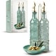 preview thumbnail 164 of 196, COOK WITH COLOR Glass Olive Oil Bottle Dispenser - 2 Pack- 17oz Oil and Vinegar Carafe Decanter Green Floral 