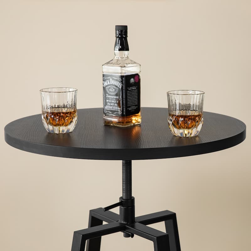 Glitzhome Modern 3-Piece Adjustable Bar Table Faux Leather Stool Pub Sets