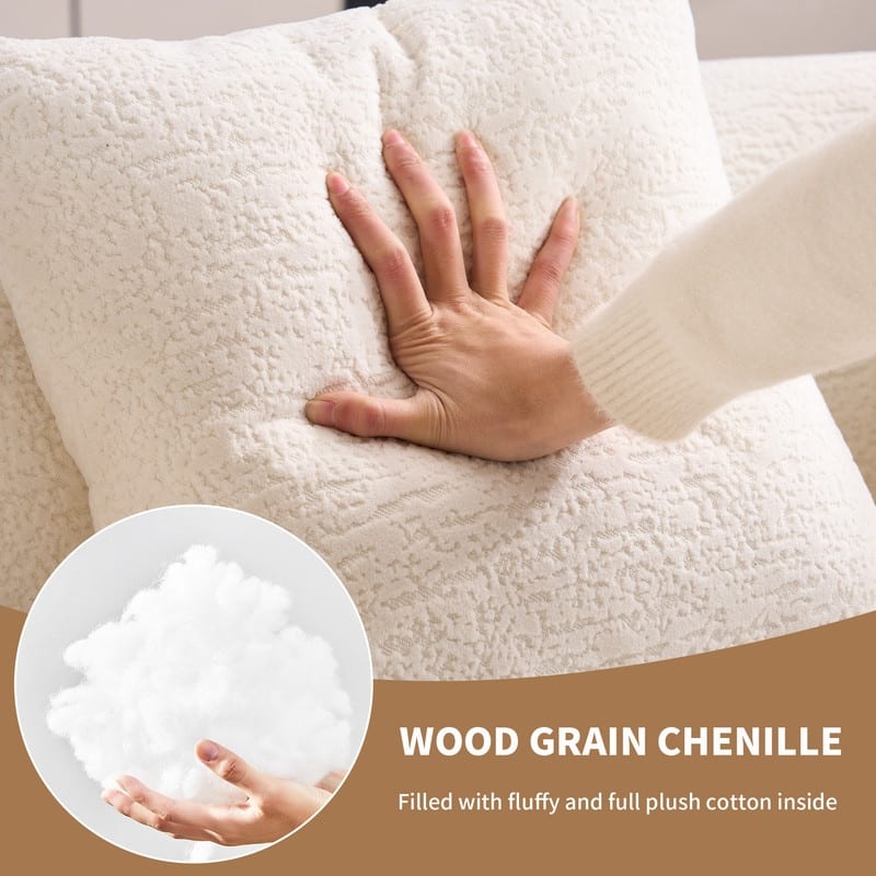 Curved Loveseat Full Compression Sponge Sofa, Chenille Fabric
