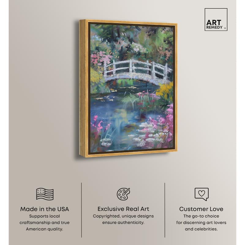 Art Remedy Hidden Garden Framed Impressionism 1 Piece Canvas Wall Art /Monet And Van Gogh Inspired Art