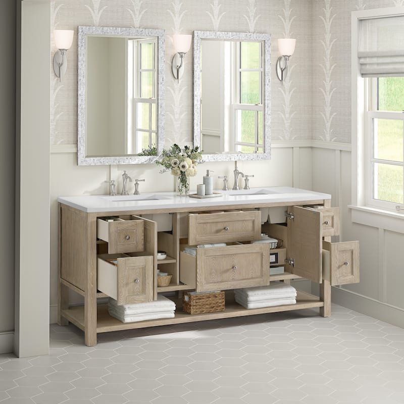 James Martin Vanities Breckenridge 72" Double Vanity, Whitewashed Oak