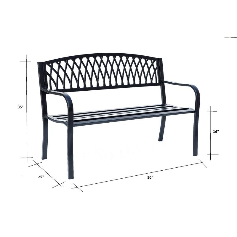 Cast Iron Outdoor Garden Bench - 50" - Black