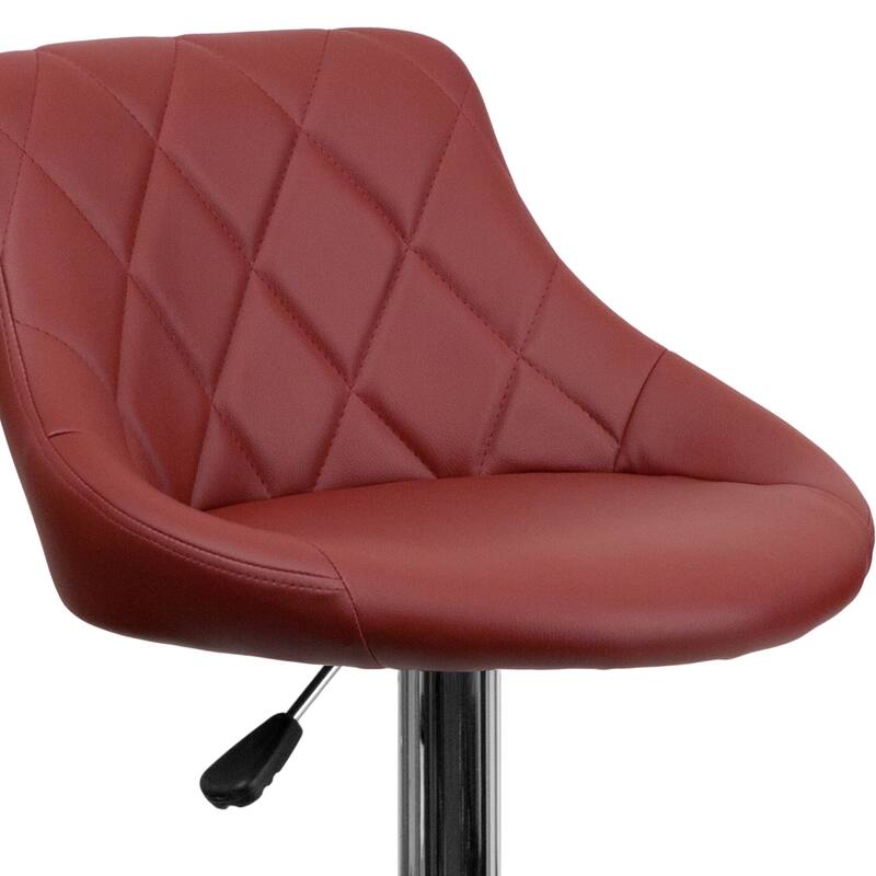 Diamond Pattern Vinyl Bucket Seat Adjustable Barstool - 18.5"W x 19"D x 33.25" - 41.75"H