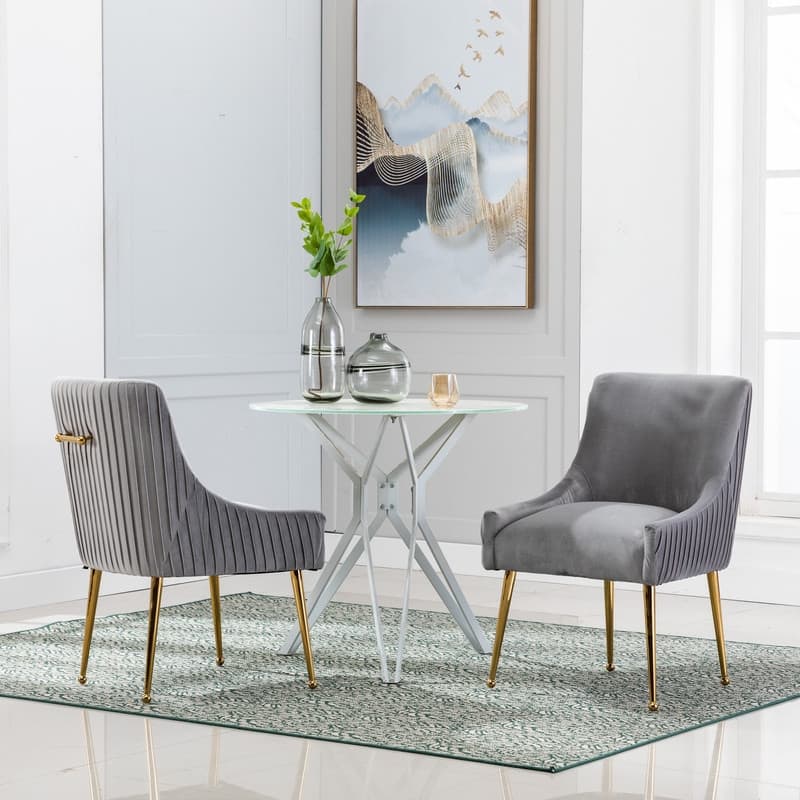 SEYNAR Mid Century Velvet Accent Dining Chair Set of 2 with Rear Handle