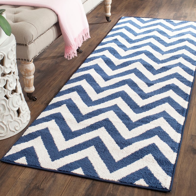 SAFAVIEH Amherst Rinny Modern Rug - 2'3" x 11' Runner - Navy/Beige