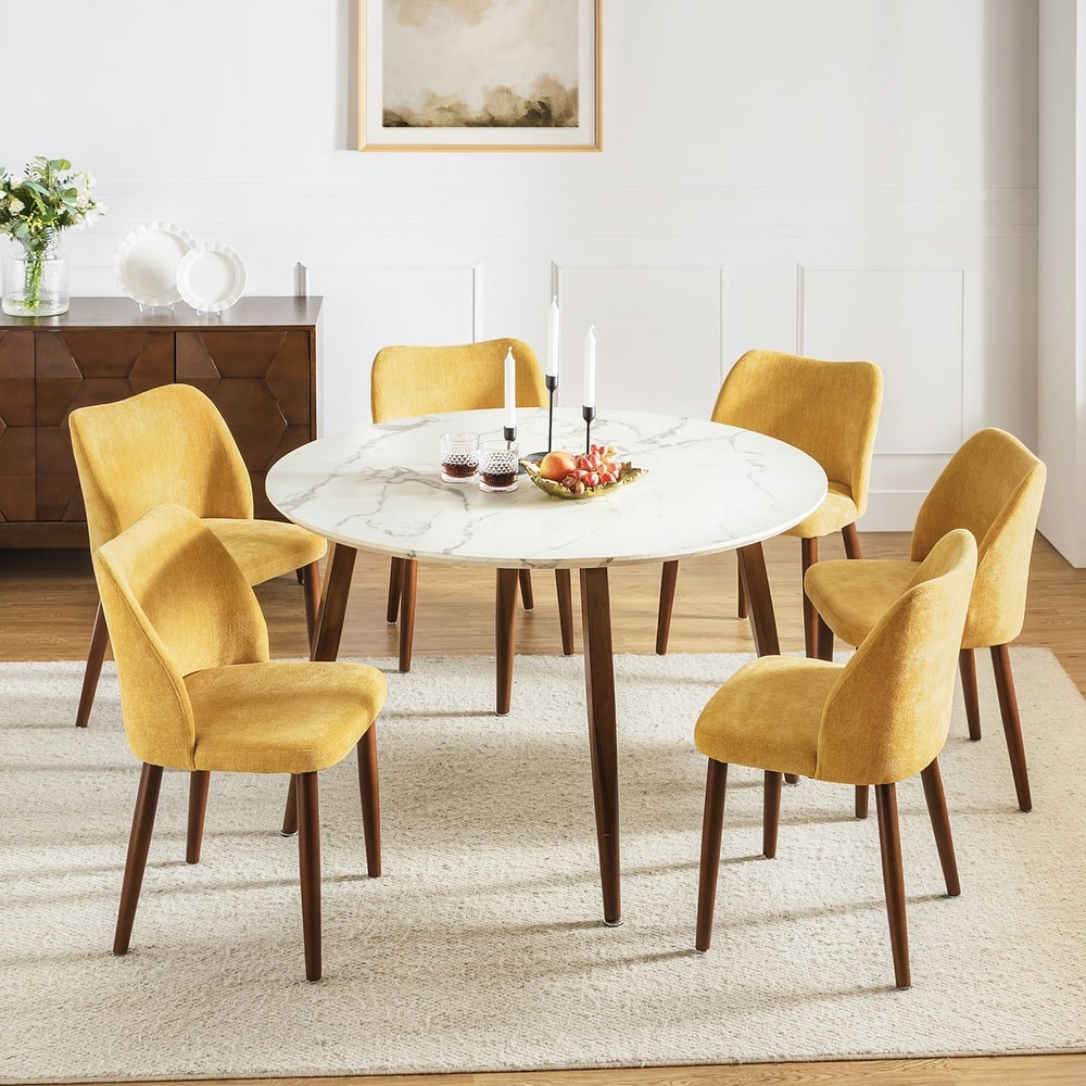 Melisa Upholstered Solid Wood Dining Chair Set of 6 by HULALA HOME