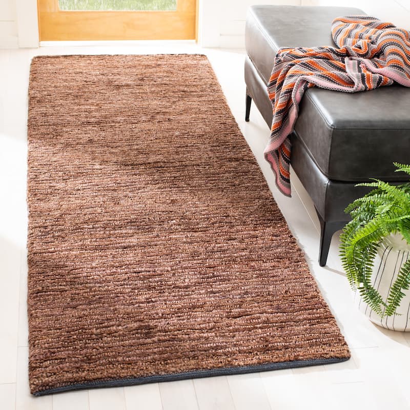 SAFAVIEH Hand-knotted Organica Saschtka Casual Jute Rug - 2'6" x 8' Runner - Brown/Brown