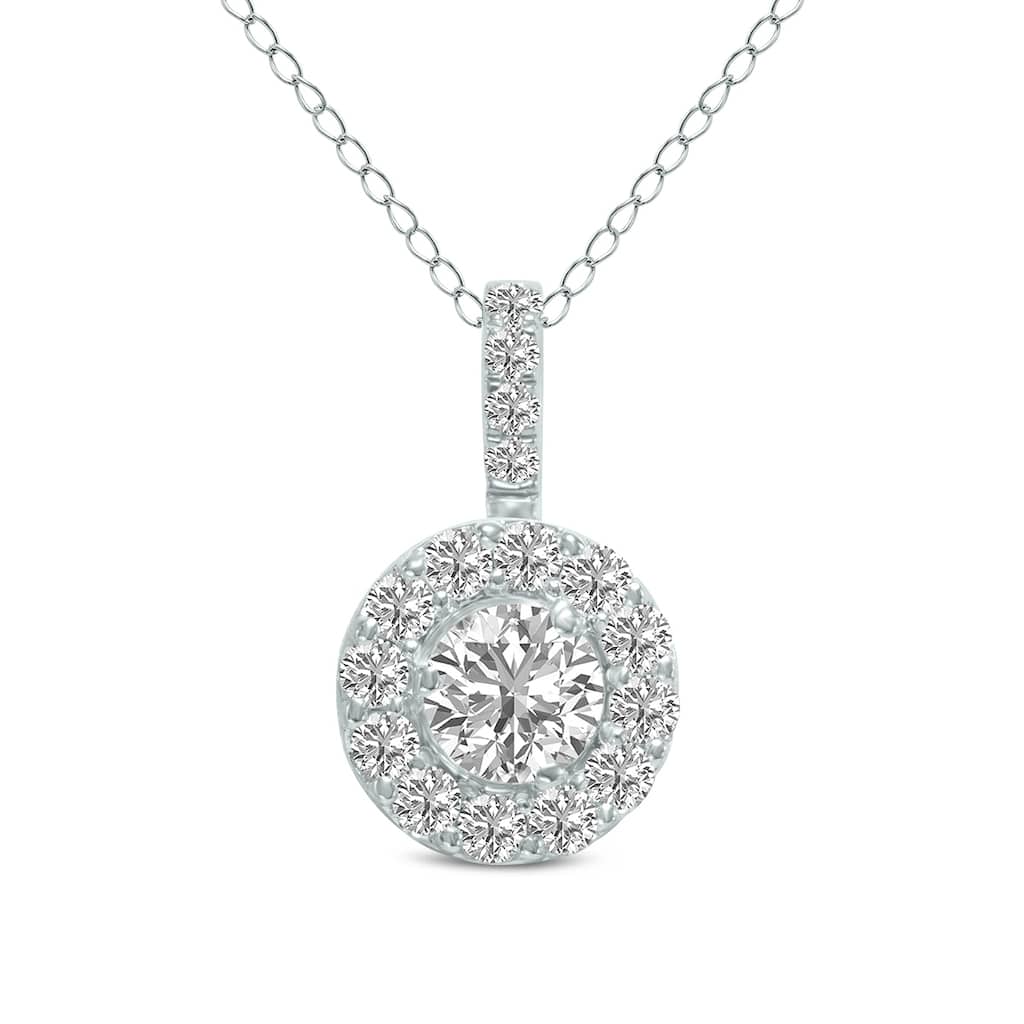 Marquee 2 Carat TW Halo Lab Grown Diamond Pendant in 14K White Gold