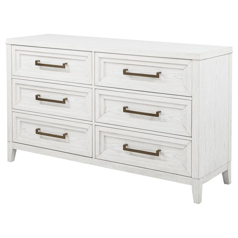 Marielle 6-drawer Dresser with Mirror Distressed White