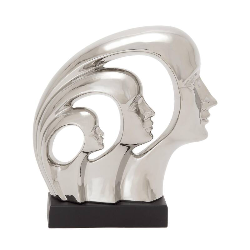 Porcelain Ceramic Face Decorative Sculpture - Silver - Roche River Decor - Silver
