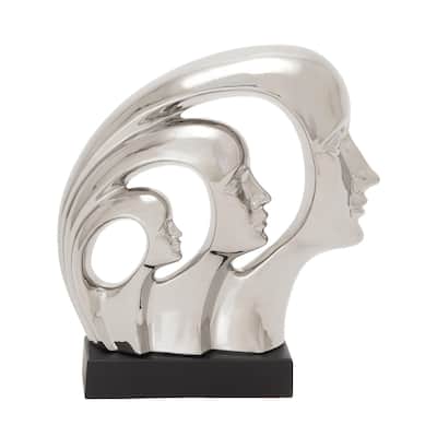 Porcelain Ceramic Face Decorative Sculpture - Silver - Roche River Decor