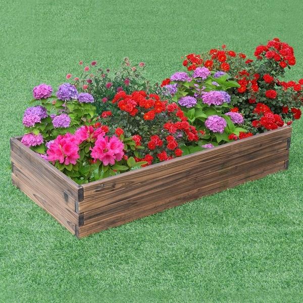 Shop Gymax Wooden Raised Garden Bed Kit - Elevated Planter ...